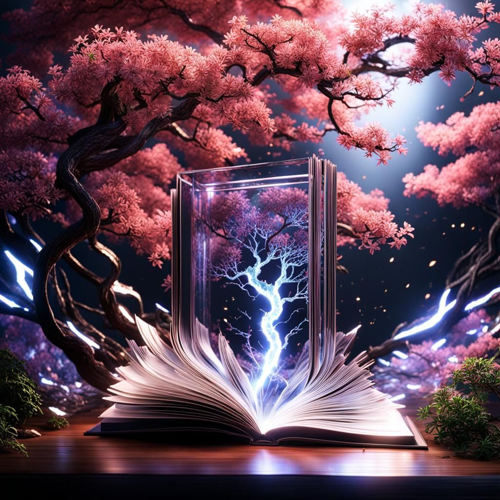 Exploding Bonsai Book in High-Quality CGI