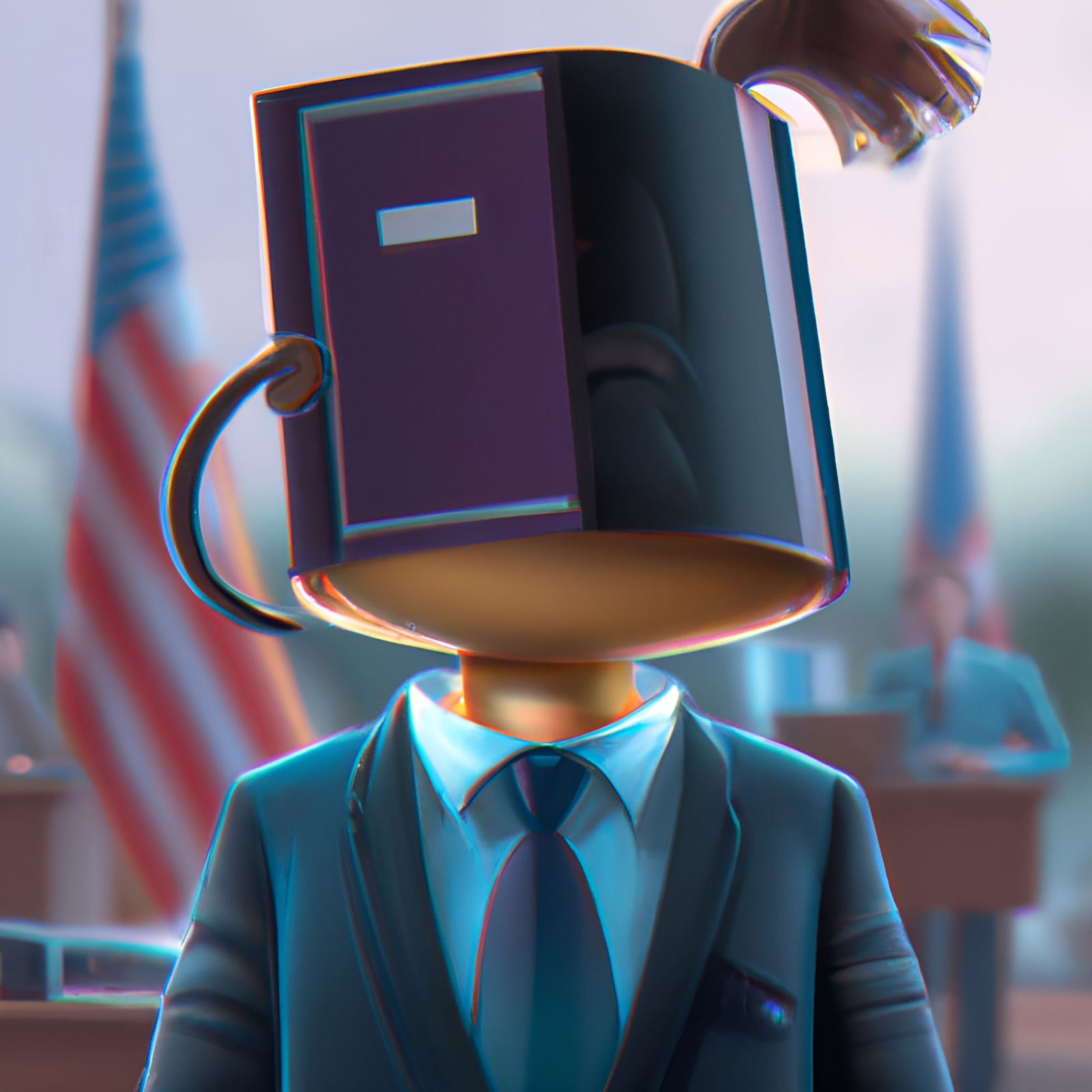 Man with Book Head: Award-Winning Digital Illustration