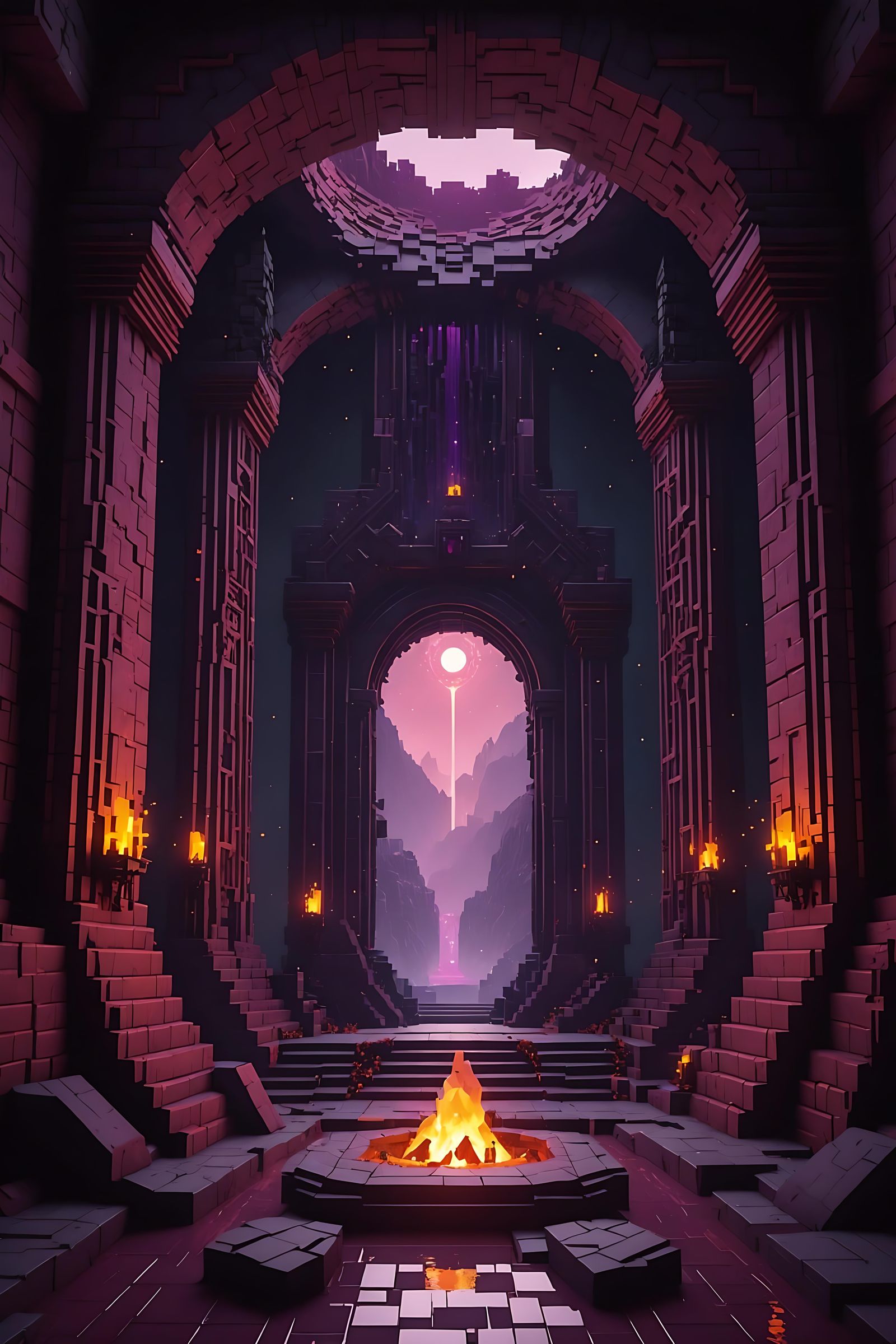 Minecraft Nether Portal Between Dimensions: Dark Fantasy