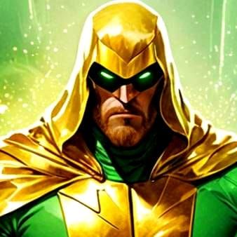 Futuristic Space Ghost with Gold Cape