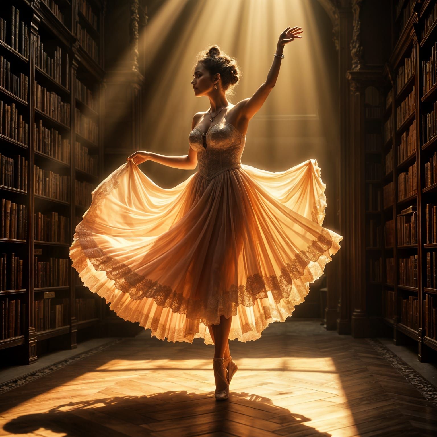 Elegant Ballet Dancer on Stage in Mixed Media