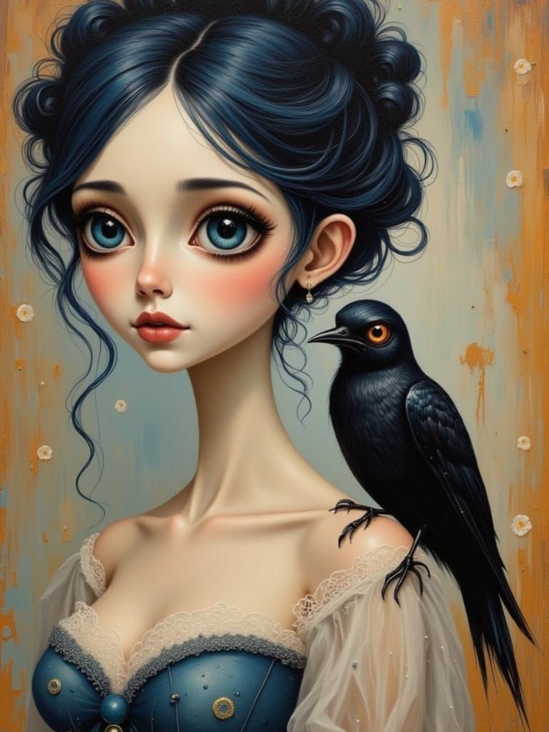 Surreal Woman with Bird, Digital Art