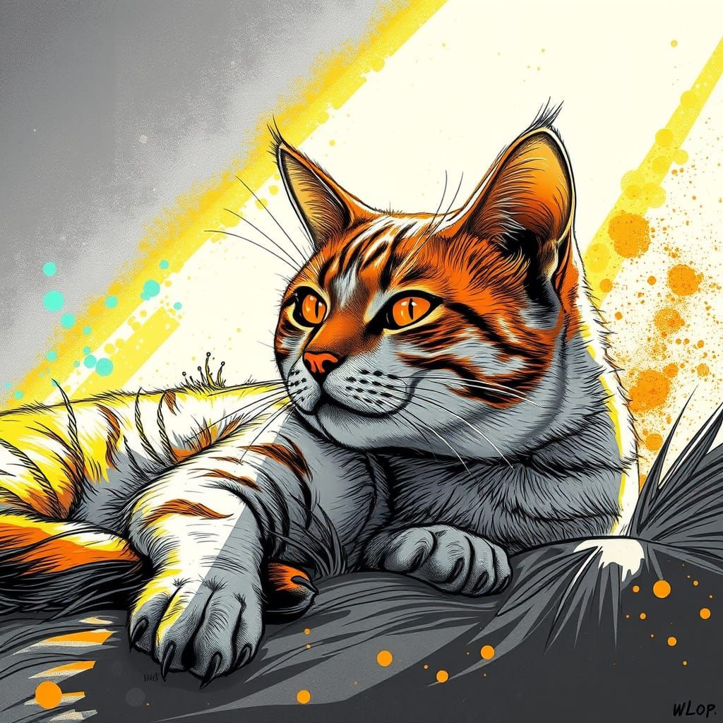 Warm Feline Moment in Triadic Color Palette