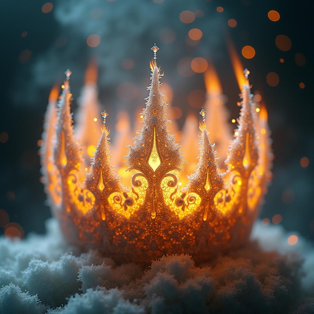 Ornate Crown of Fire and Ice in Digital Art