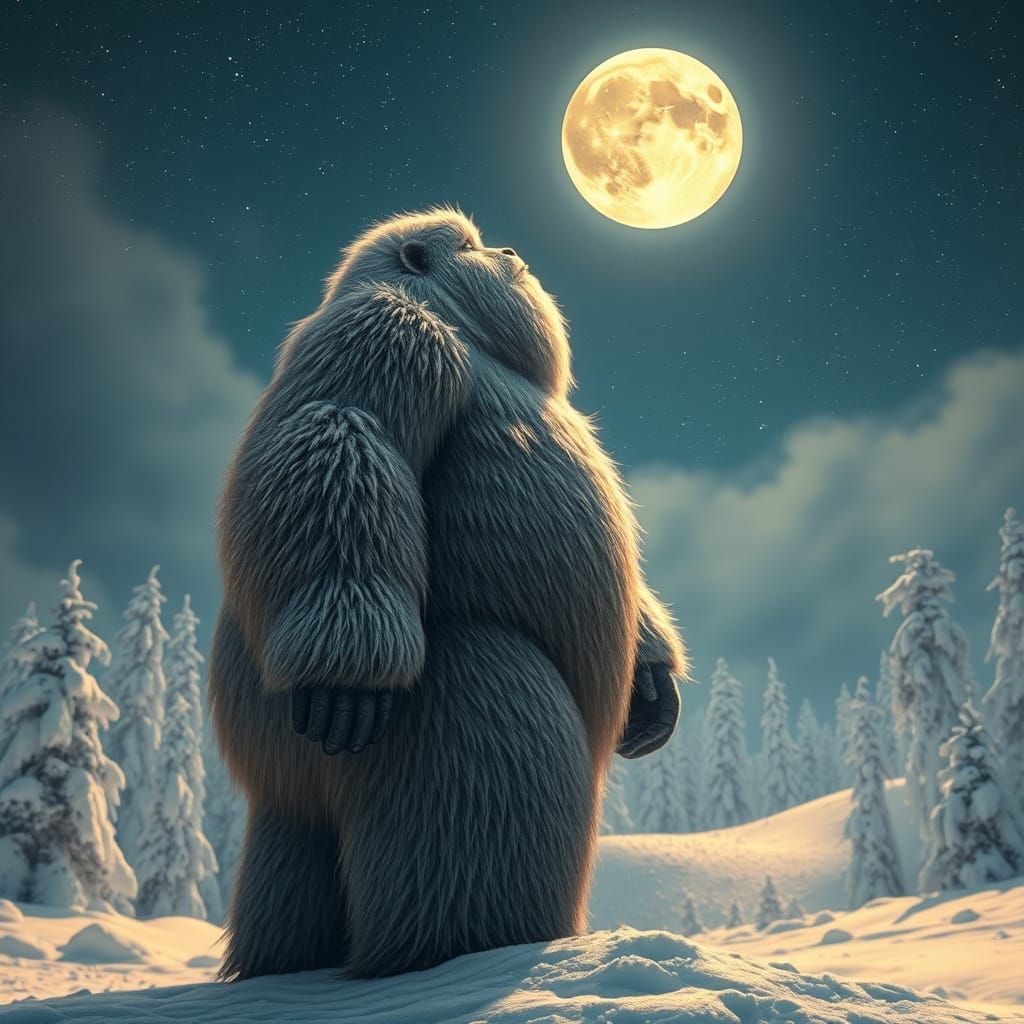 Majestic Himalayan Bigfoot in Winter Wonderland