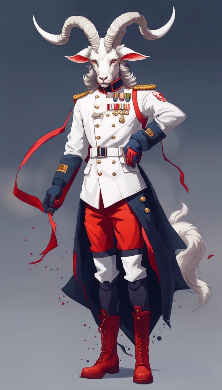 Demon in Military Uniform: Hyperrealistic Portrait