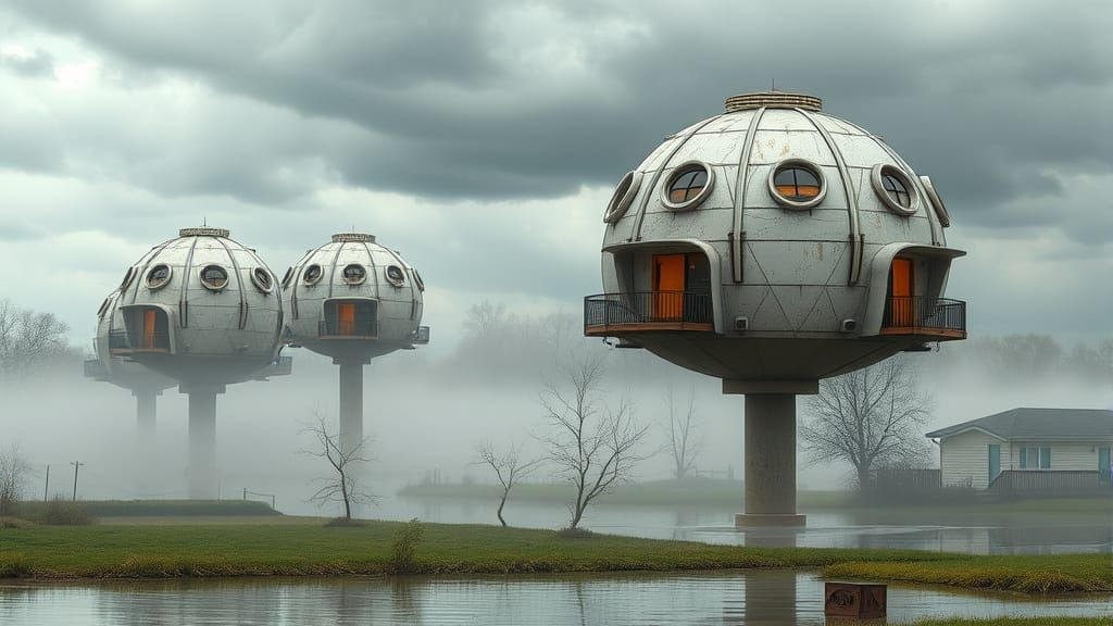 Futuristic Dome Homes on Pillars Fight Flooding