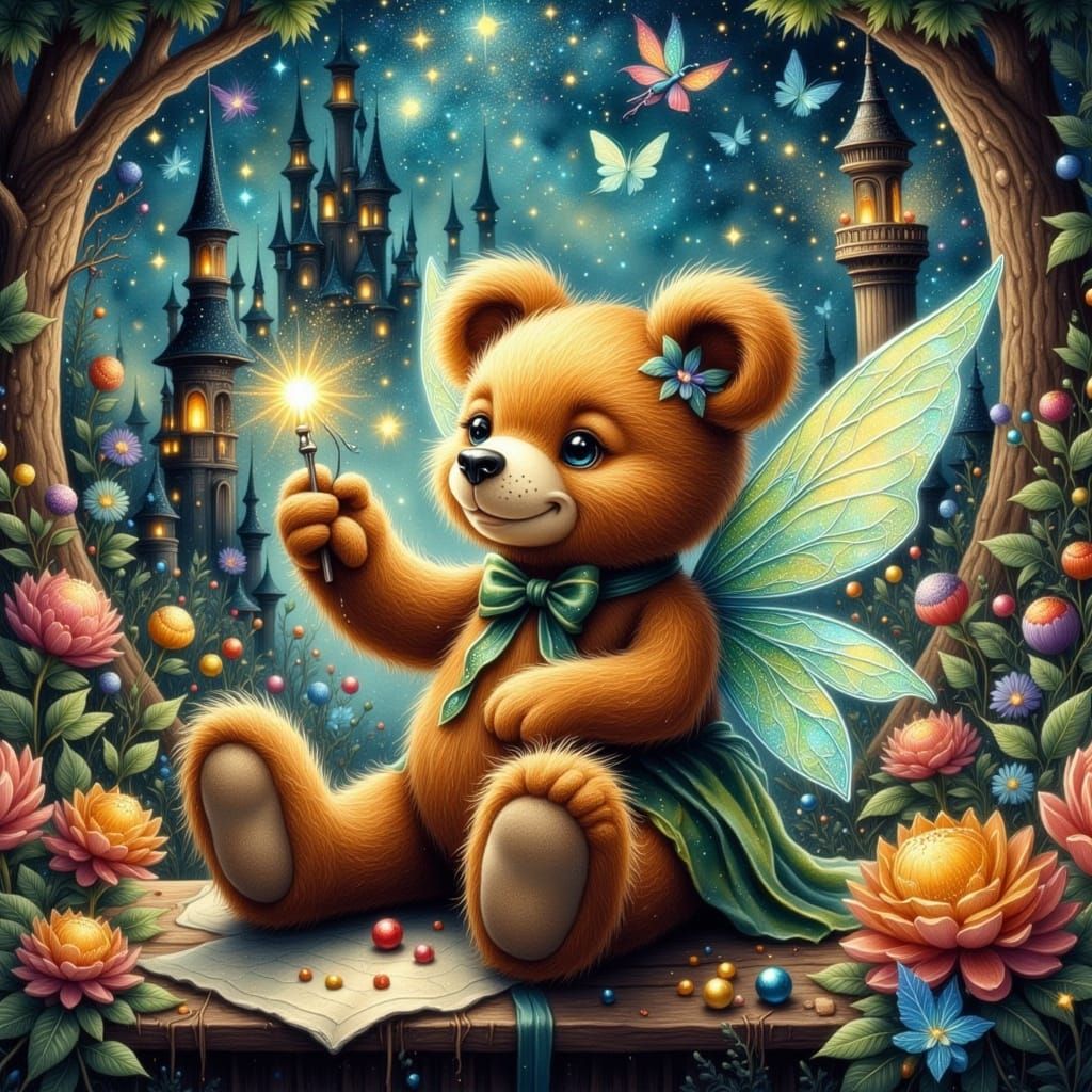 Teddy Bear fairy and magic wand