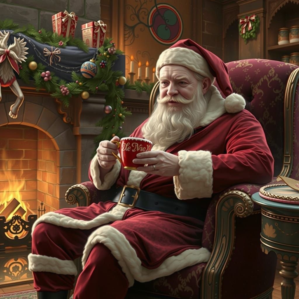 Warm Christmas Night Ambiance with Santa Claus