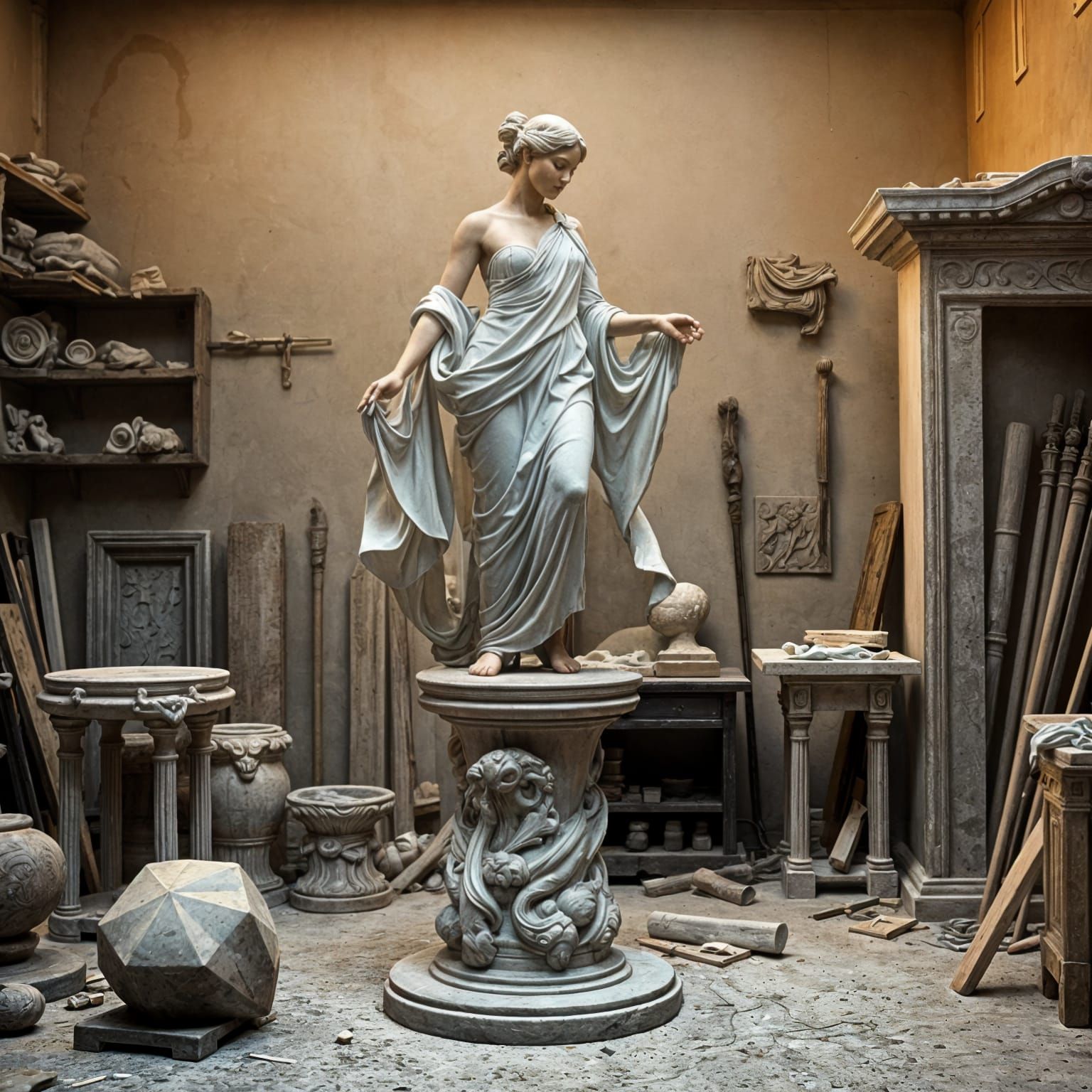 Galatea Emerges from Ancient Sculpture Studio