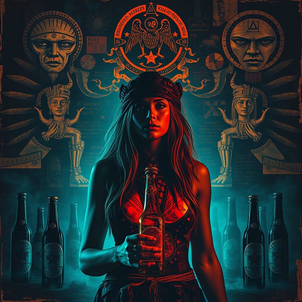 Aztec Woman in Dark Biomechanical Style