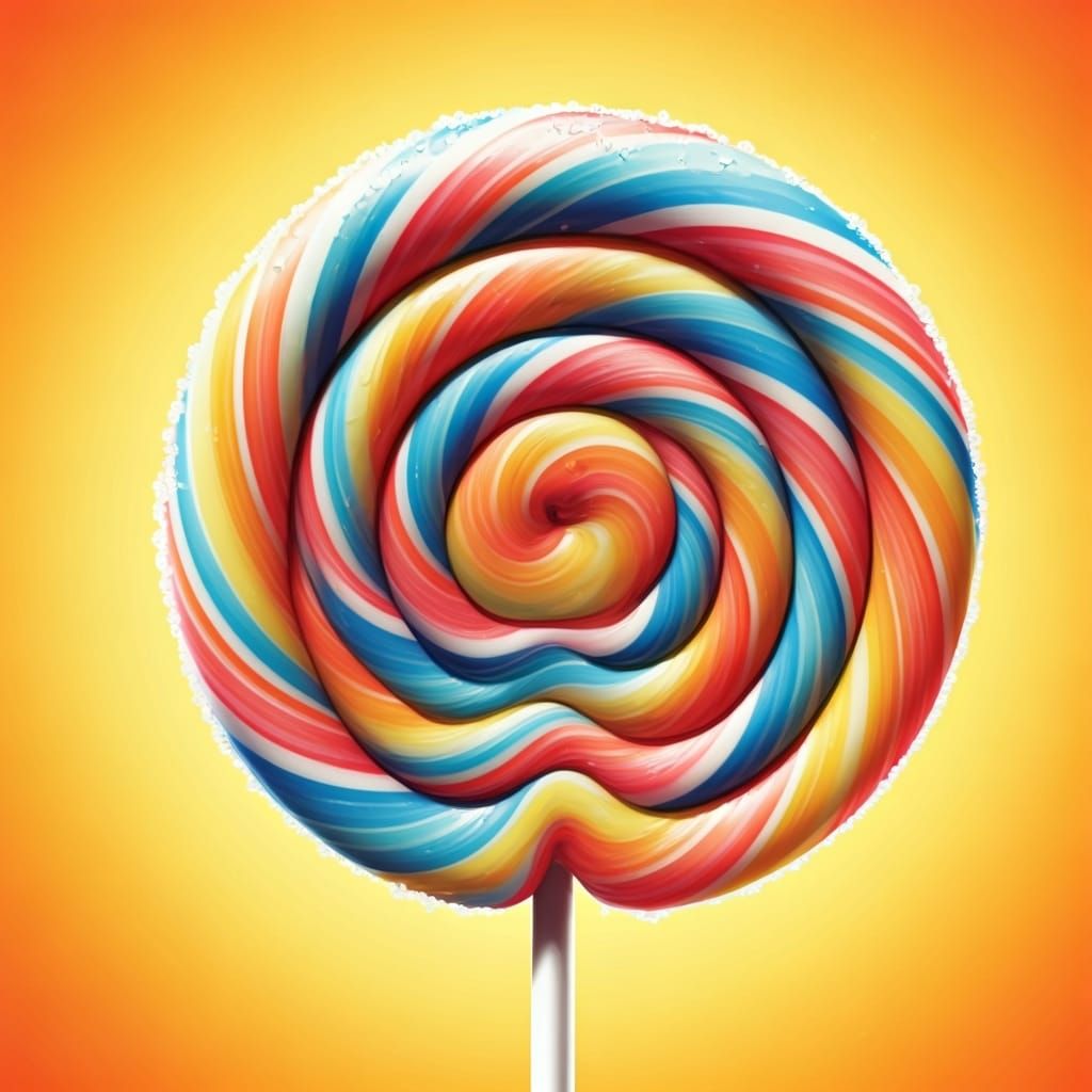 Colorful Lollipop with Shimmering Sugar Crystals