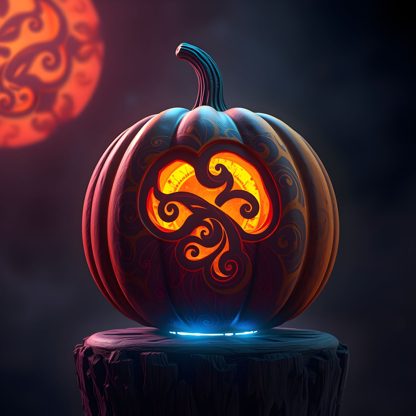 Detailed Halloween Pumpkin Concept Art