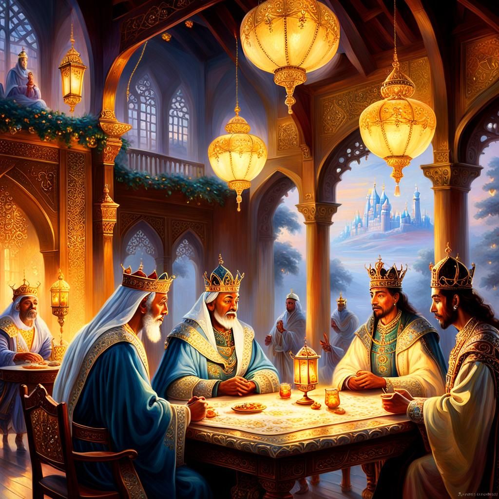 Ethereal Fantasy: Royal Feast in Golden Light