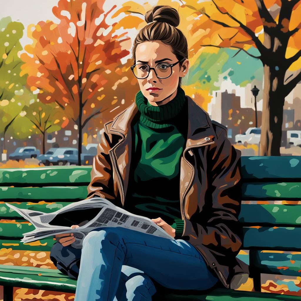 Woman reading Newspaper.