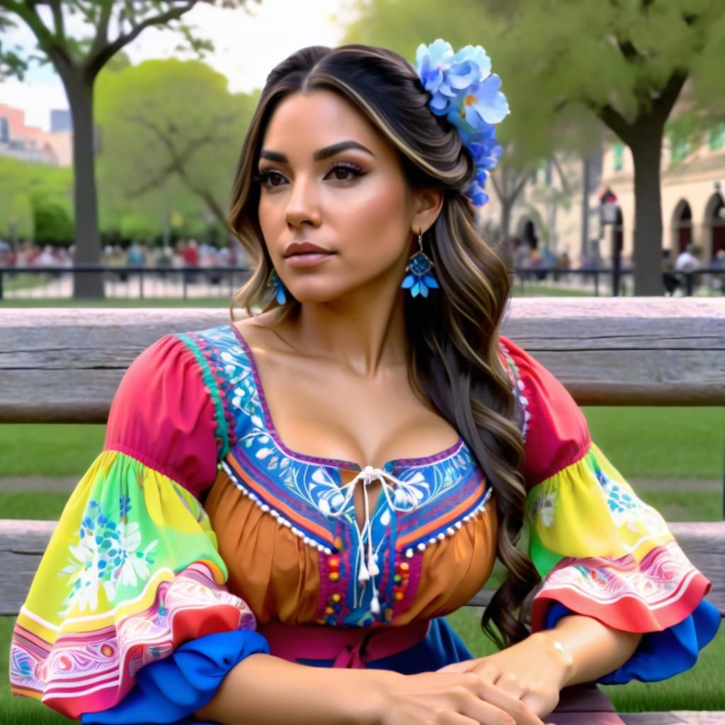 Hispanic Woman Portrait in Detailed Splash Art Style