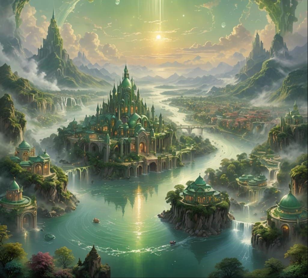 Fantasy African City with Crystal Palace, Hyperdetailed