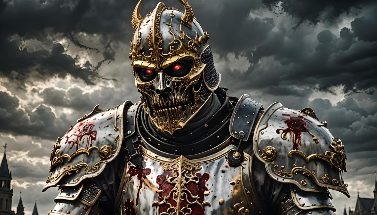 Zombie Knight in Gold Armor with Red Eyes