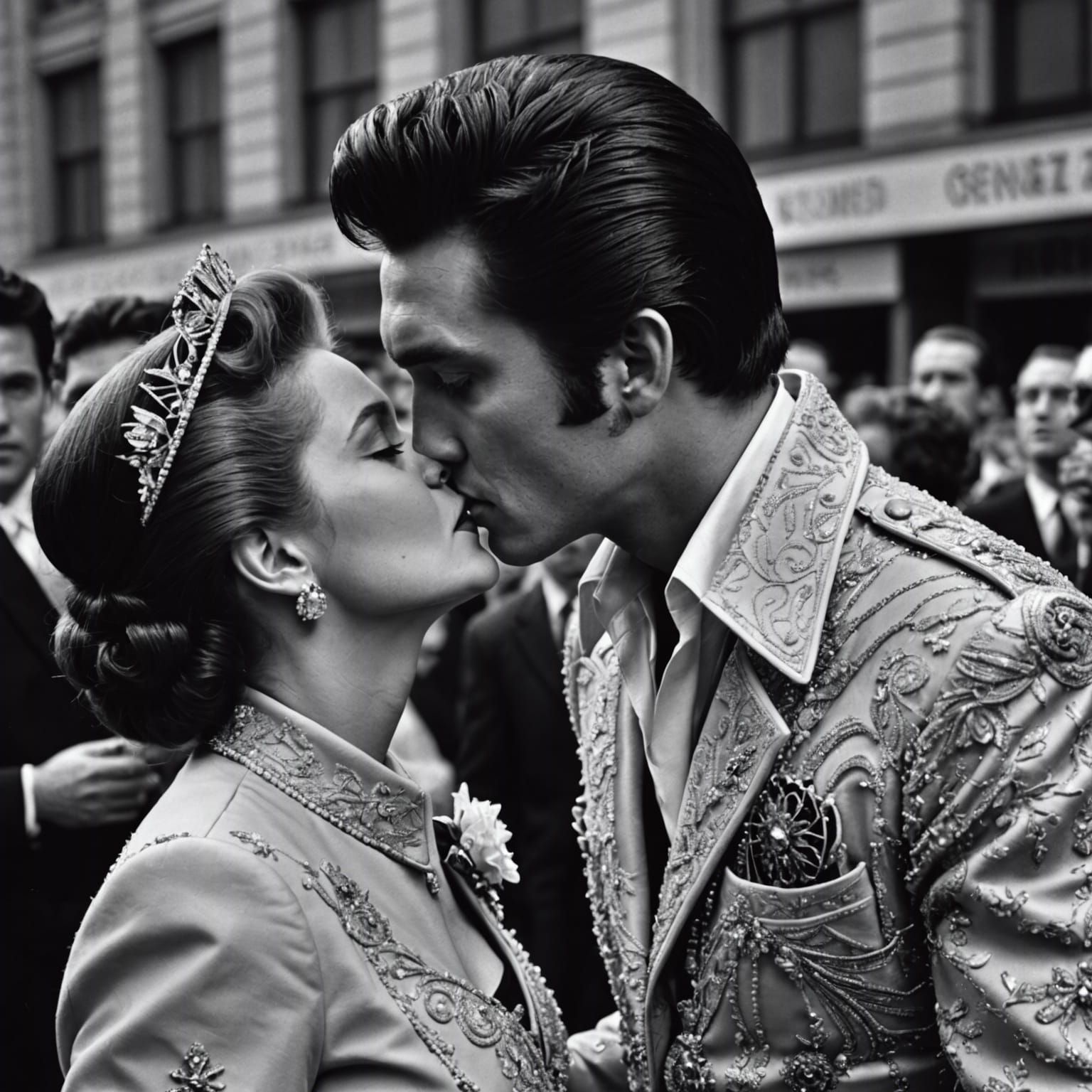 Elvis Presley's Royal Kiss: A Hyperrealistic Encounter