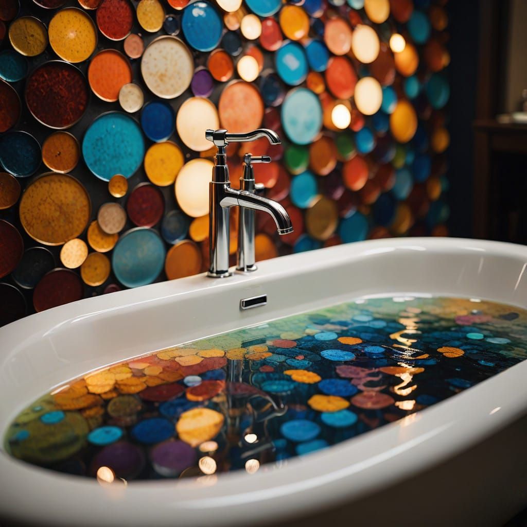 Kaleidoscopic Bathtub Interior: Extreme Close-Up Photography