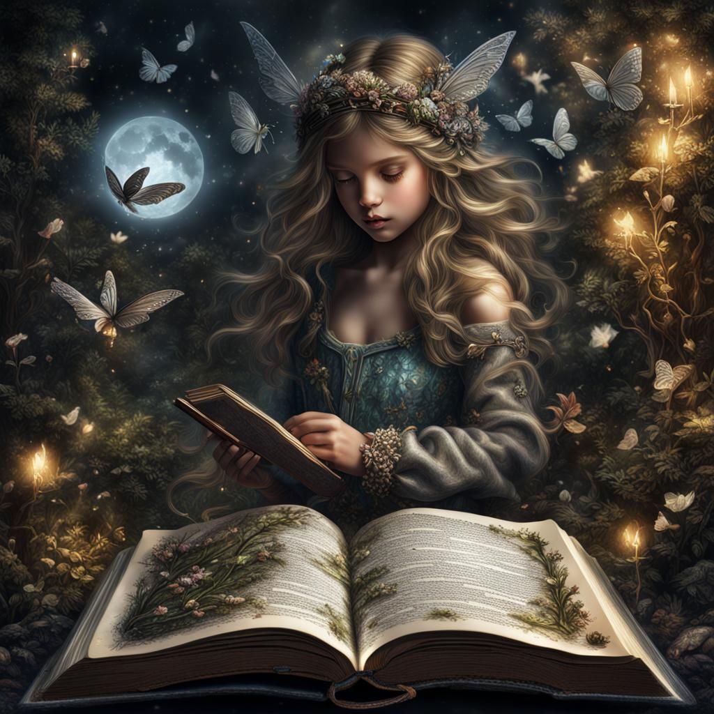 Fairy Magic Book Digital Drawing in HDR