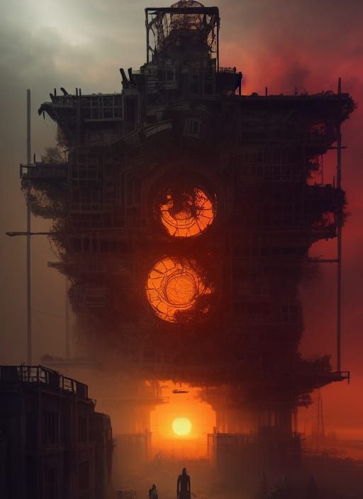 Solarpunk Sunrise in Post-Apocalyptic Hellscape
