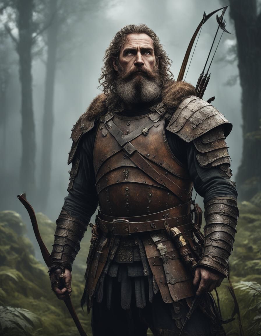 Alert Bowman in Overgrown Temple, Focused DSLR