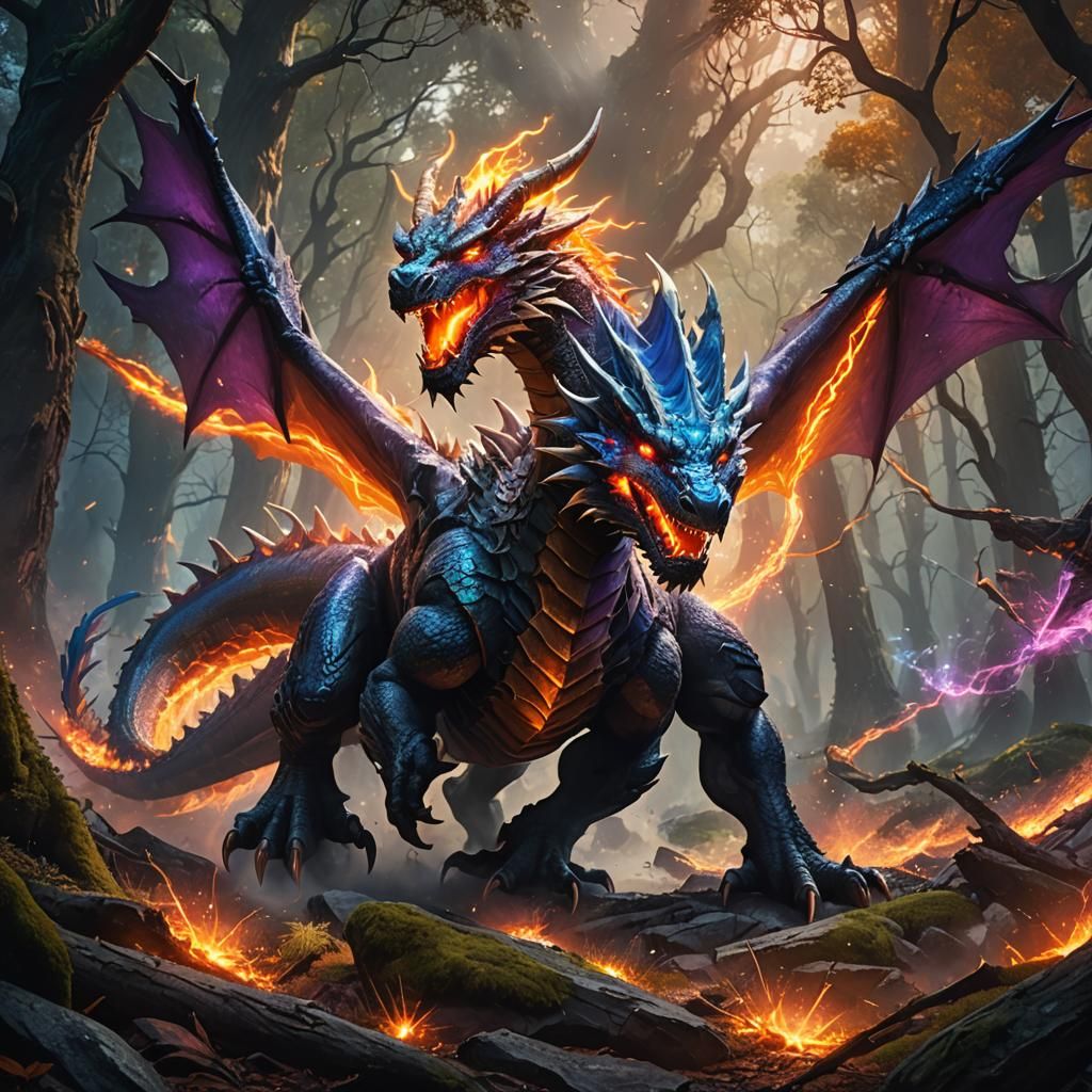 Earth Dragon vs Thunder Dragon in Mystic Forest