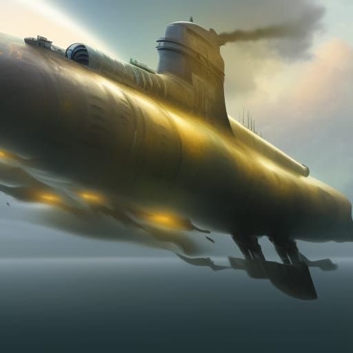 Fantastical Submarine Floats in the Sky: Digital Art