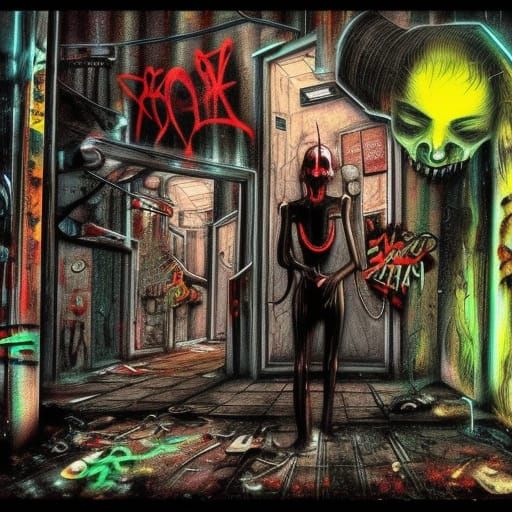 Surreal Cyberpunk Horror Graffiti Art