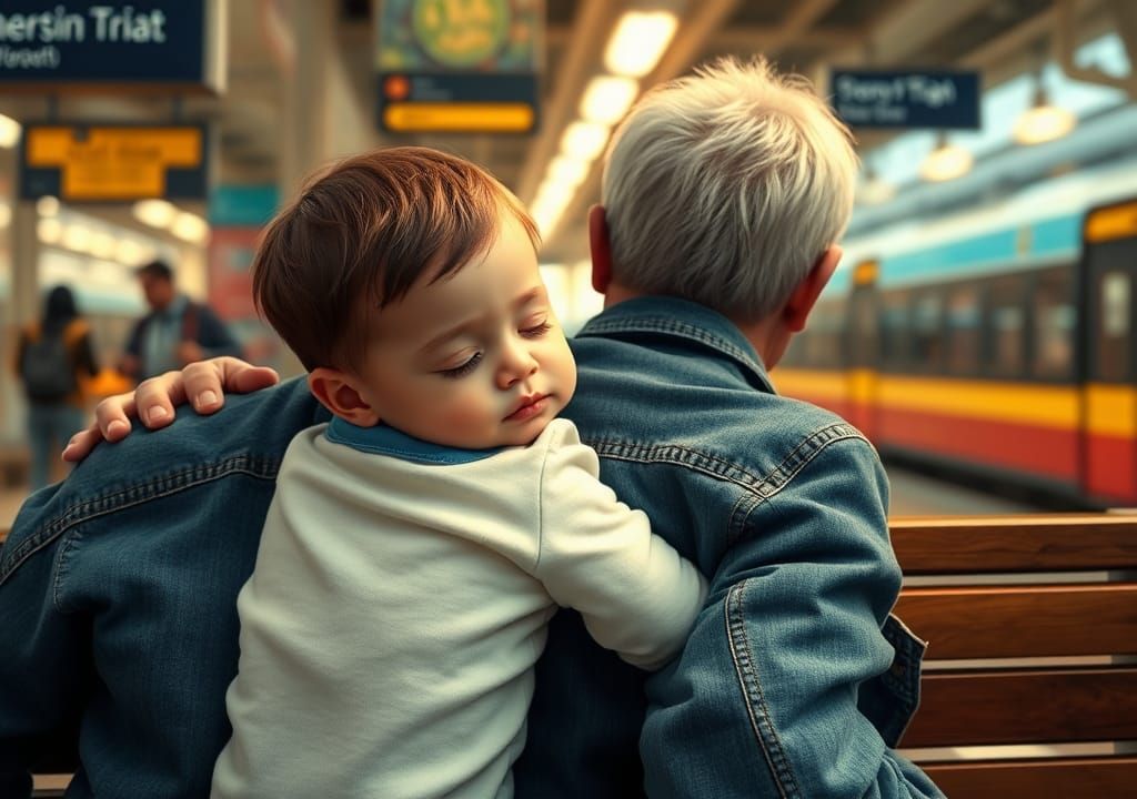 Heartwarming Father and Son Moment at Train Station