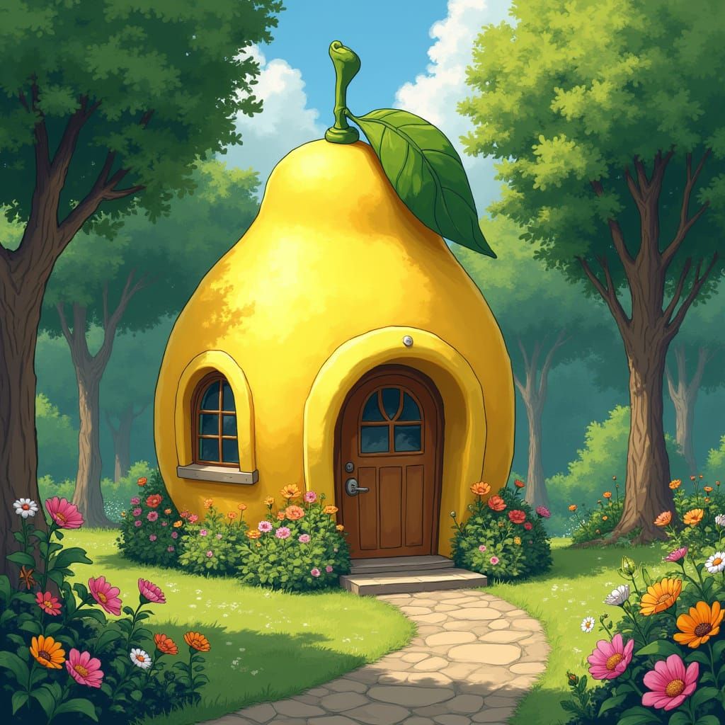 Miyazaki-esque Lemon House with Impressionistic Details