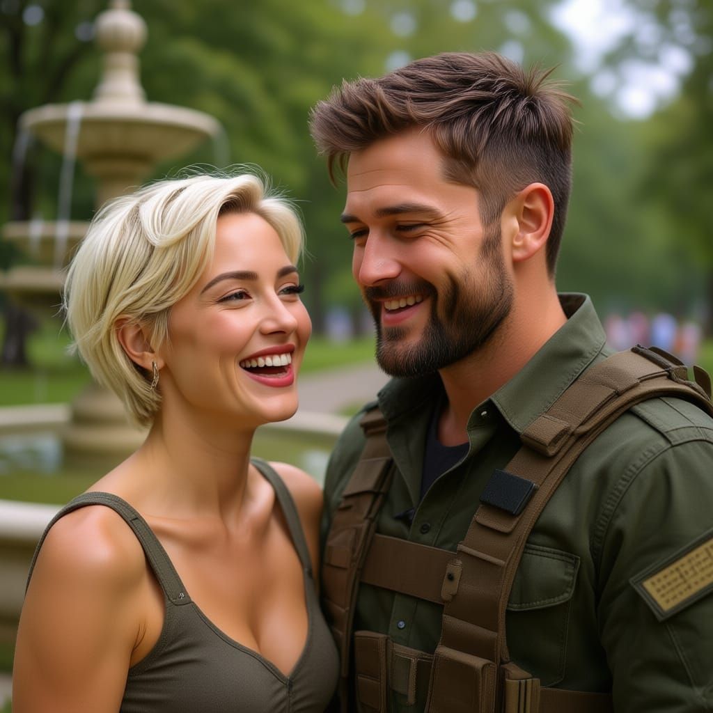 Smiling Couple with Jensen Ackles Lookalike