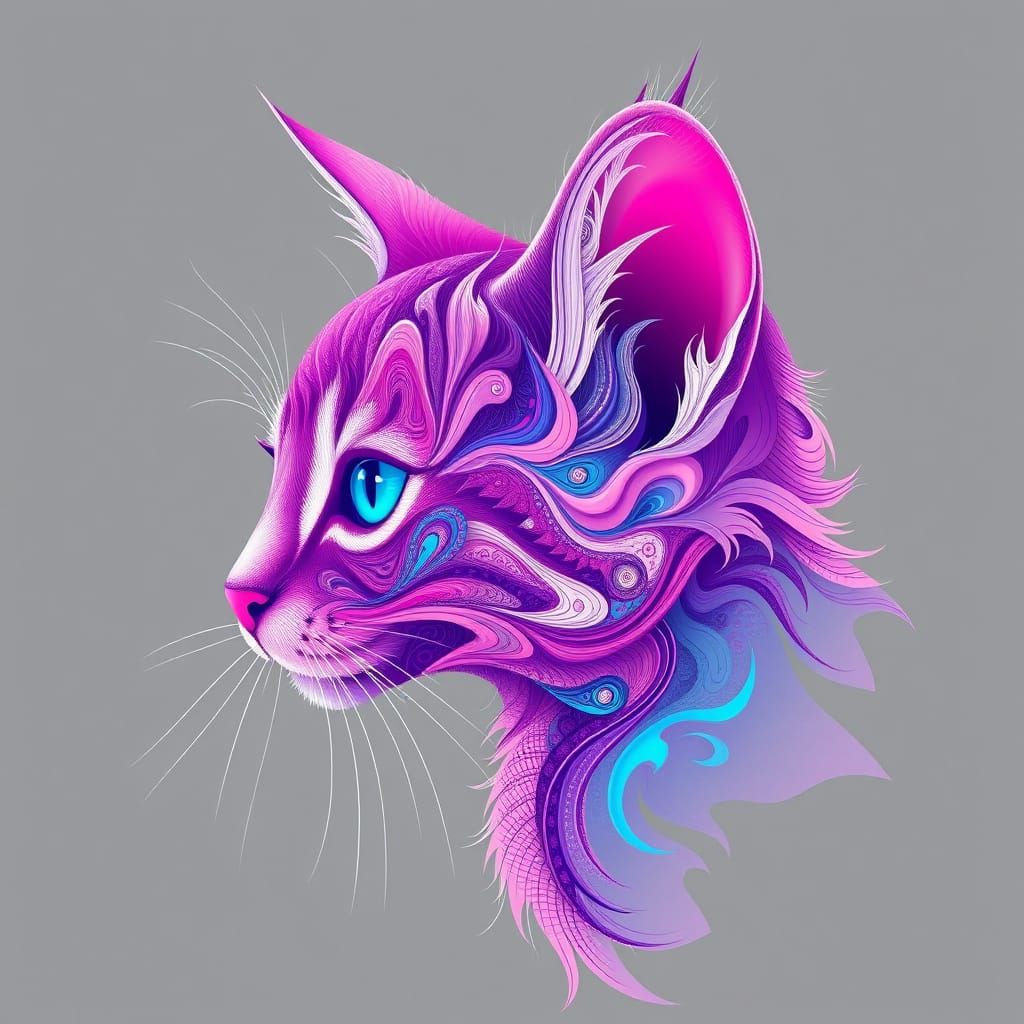 Vibrant Abstract Kitten in Pastel Hues