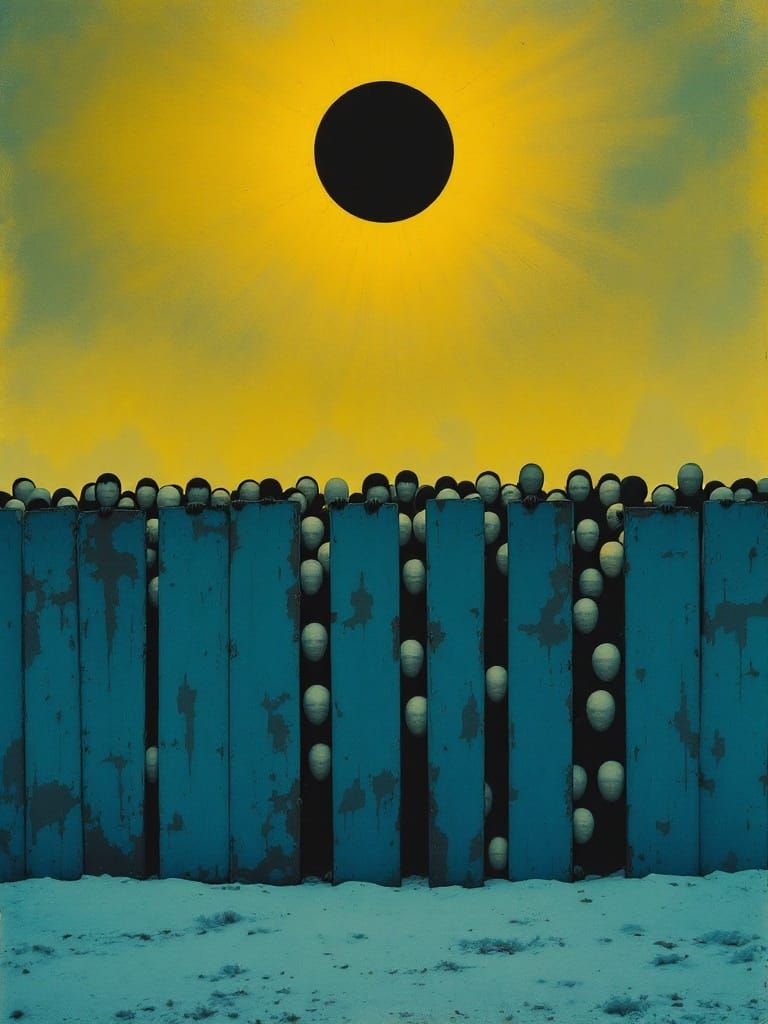 Haunting Crowd Scene in a Dreamlike Atmosphere