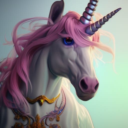 Unicorn Portrait in Artgerm and Mucha Style