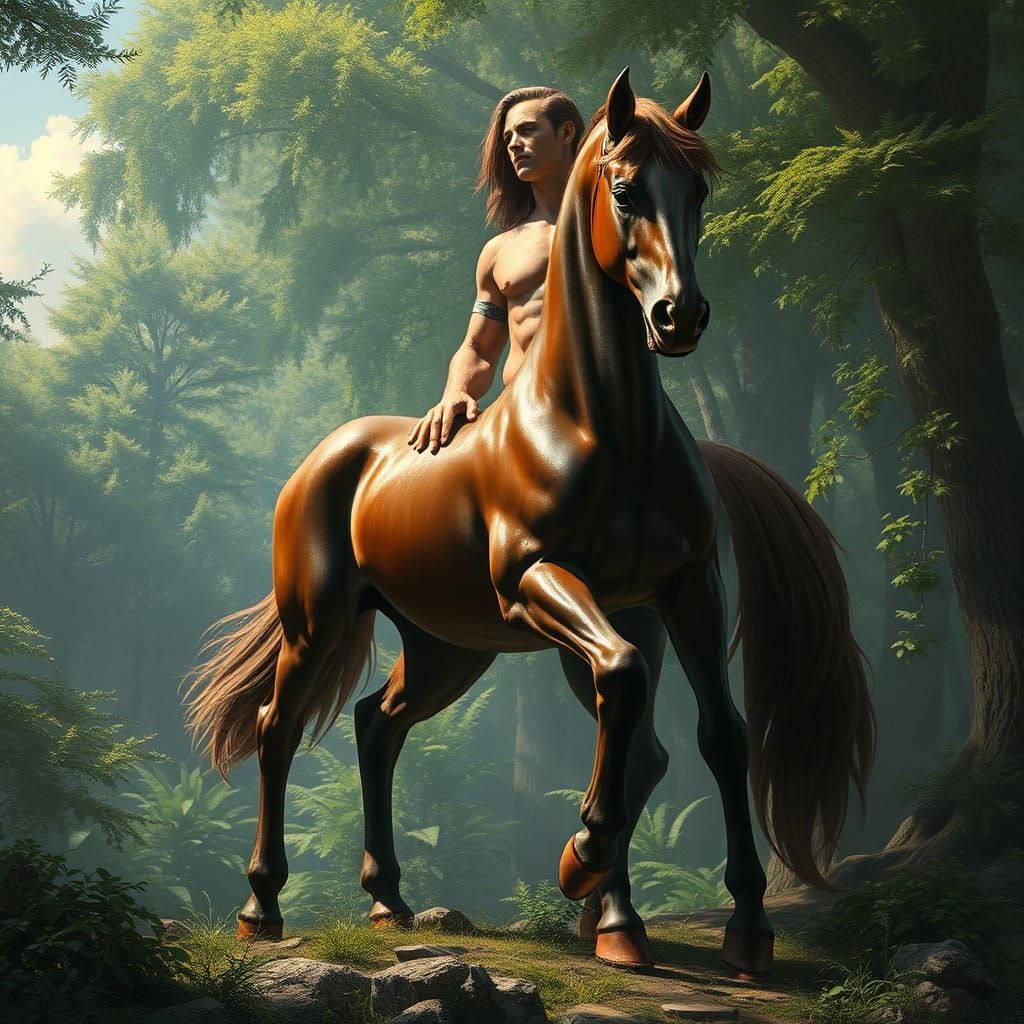 Majestic Centaur in Lush Forest: Mythical Fusion