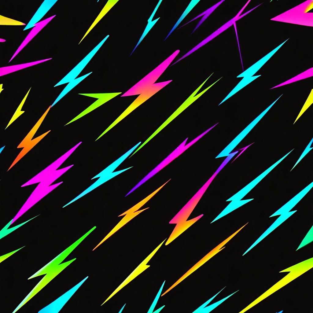 Neon Lightning Bolts on Black Background