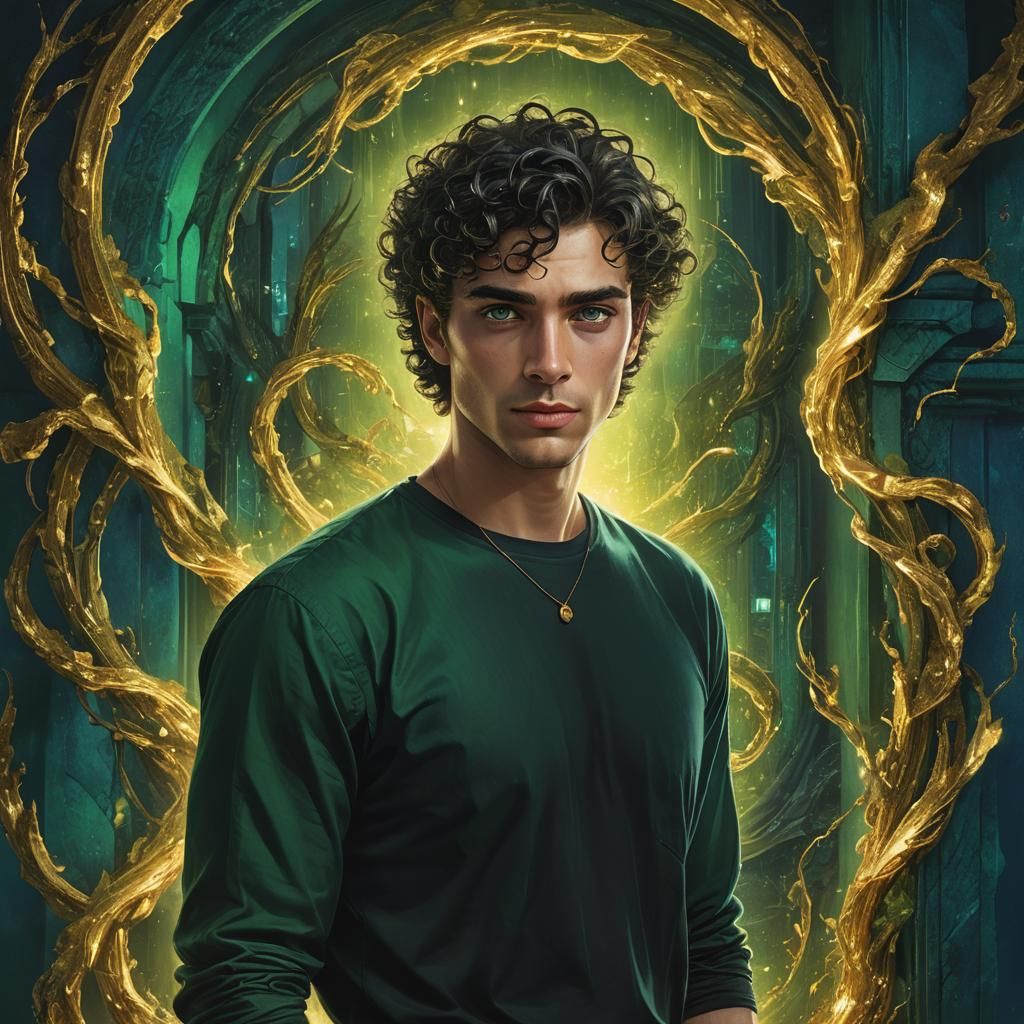 Grecian Transman Portrait with Glowing Eyes