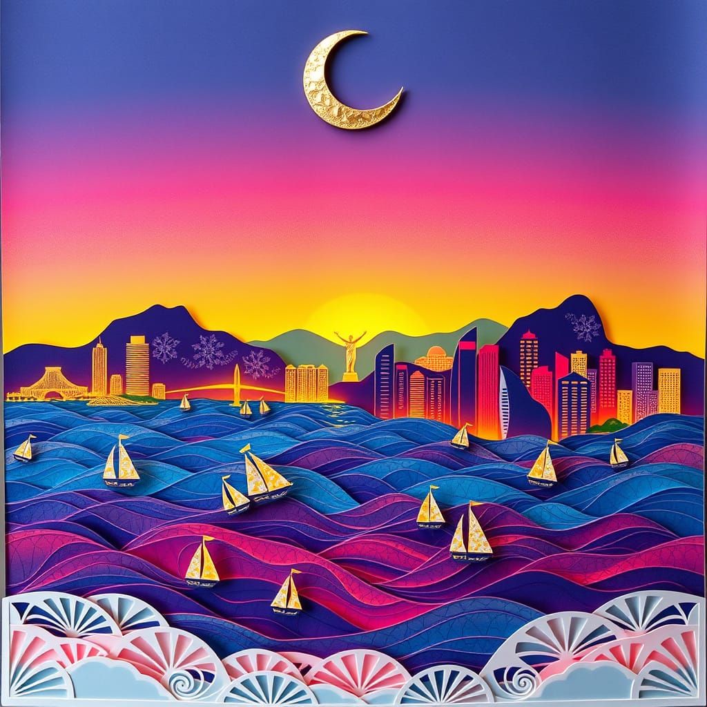 Dreamlike Rio de Janeiro in Kirigami Paper Art