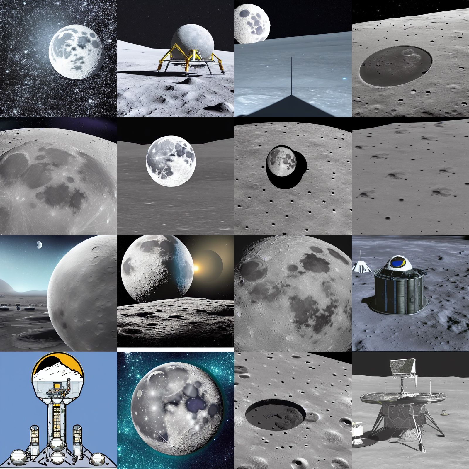 Futuristic Moon Base on Lunar Surface