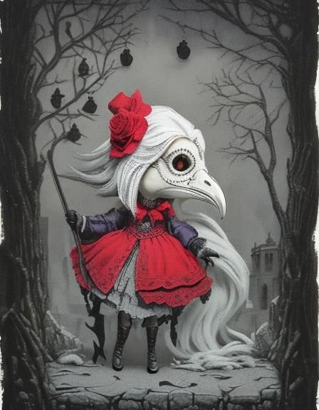 Plague Doctor in Dystopian Rat City: Baroque Style