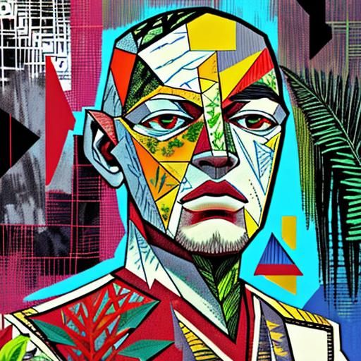 Fractured White Flora: Angular Botanical Composition