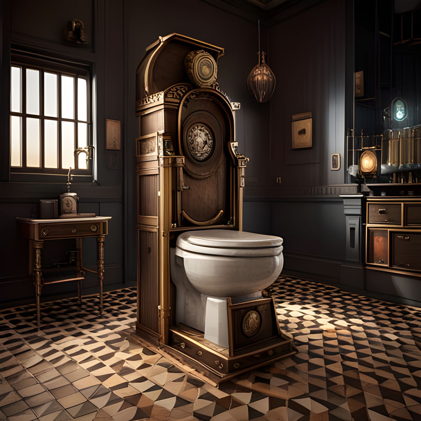 Steampunk Toilet in Detailed Matte Painting Style