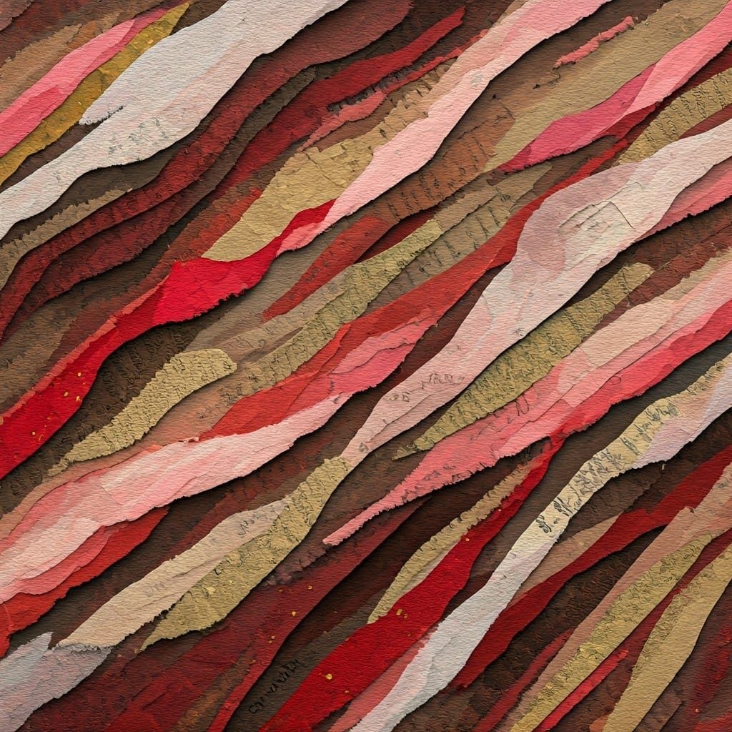 Colorful Abstract Collage in Gouache Painting Style