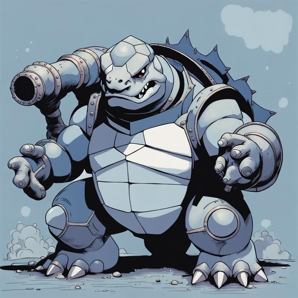 Blastoise in Mike Mignola Comic Style