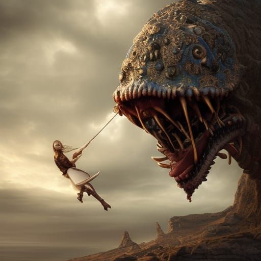 Kraken Juggling People in Epic Digital Painting