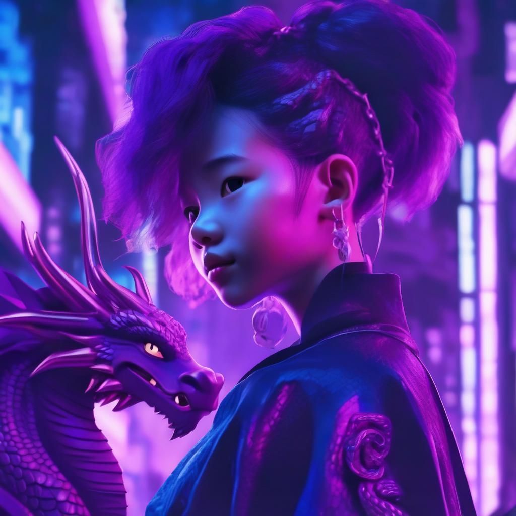 Kiko Rides a Friendly Purple Dragon