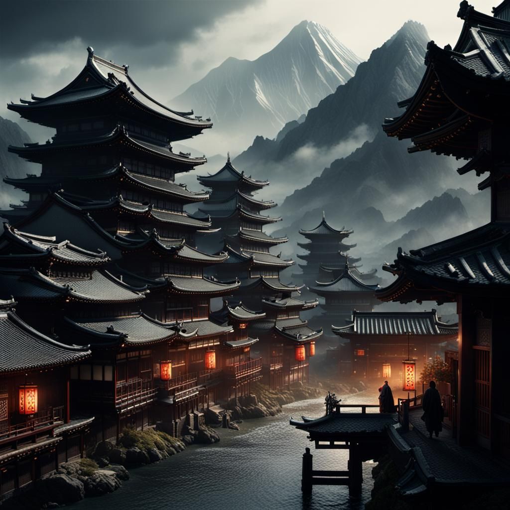 Epic Shogun in Detailed Digital Matte Painting
