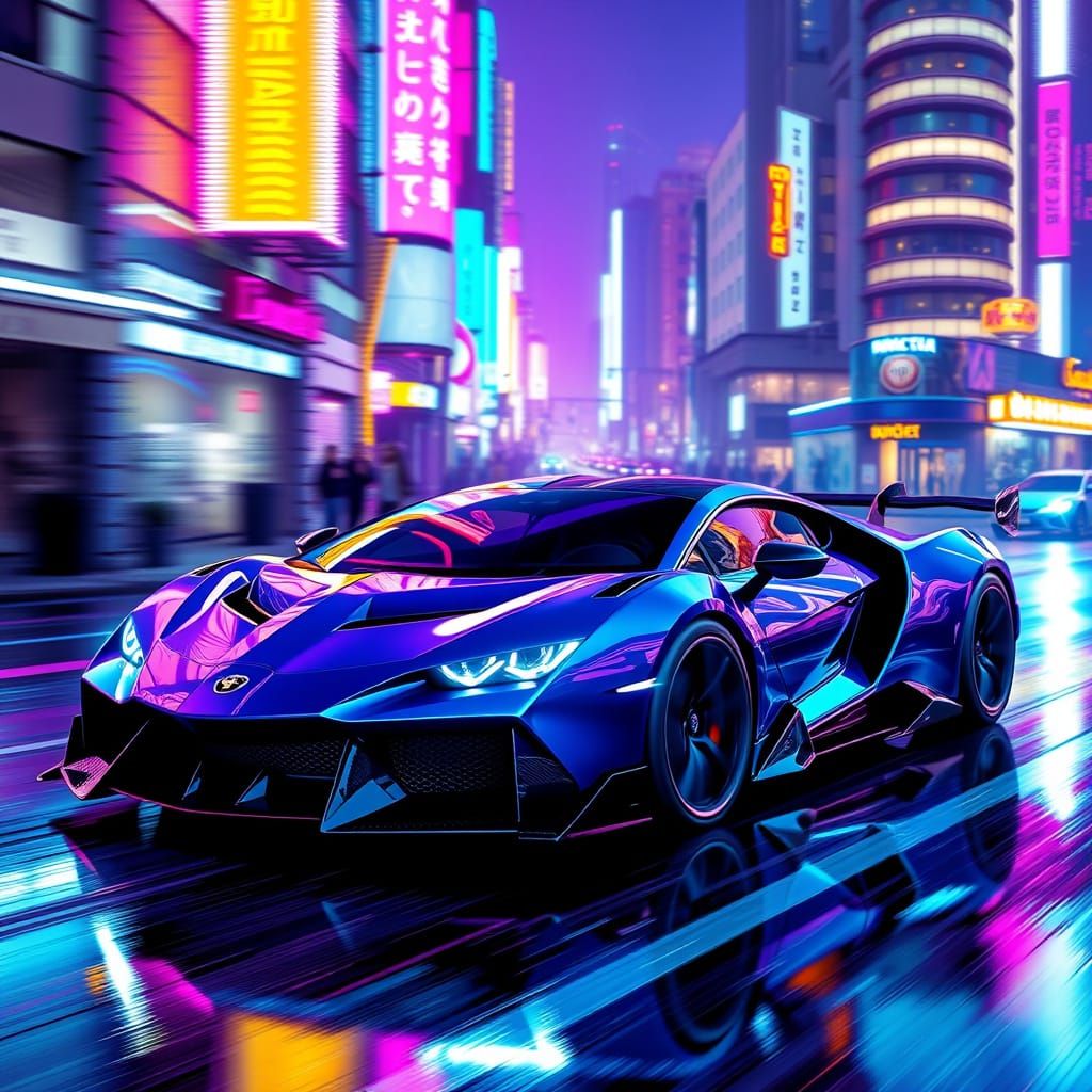 Cyberpunk Speed Demon on Neon City Street